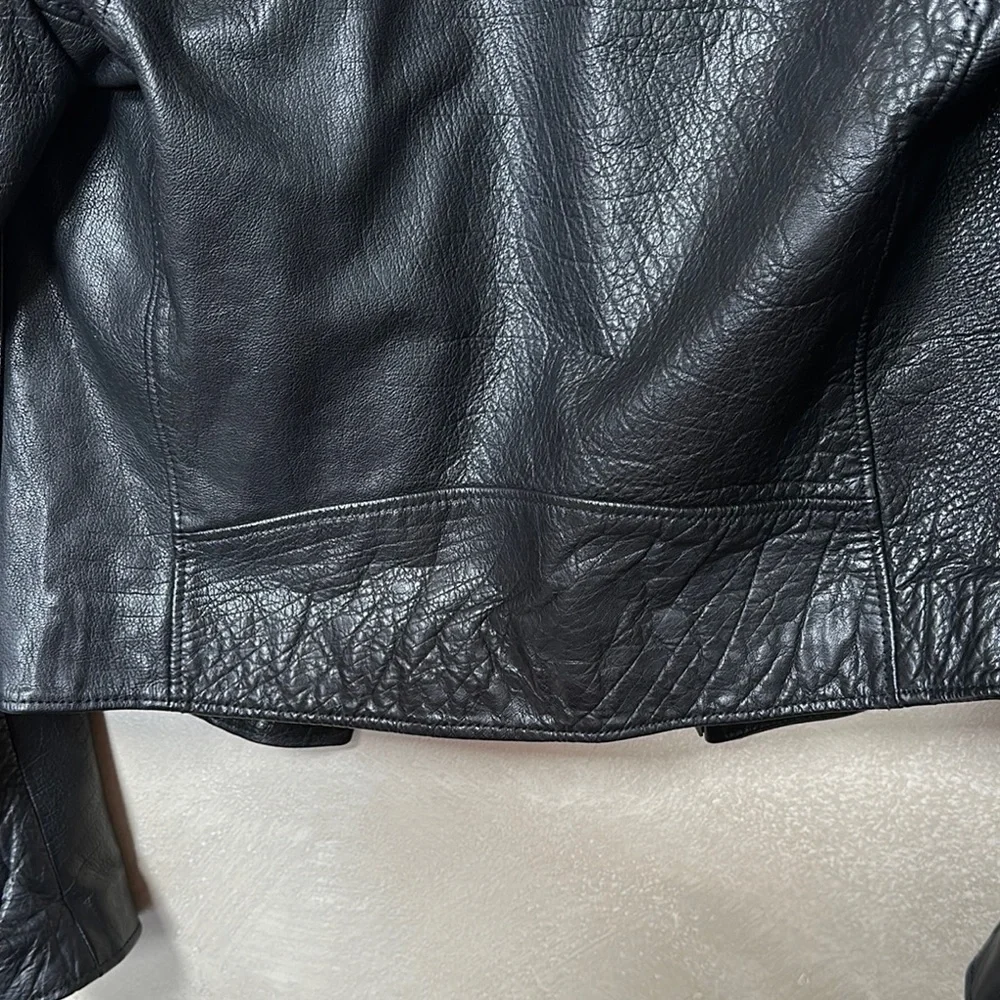 Allsaints Hadi Biker leather jacket sz 4 | black moto jacket EUC - Picture 14 of 16
